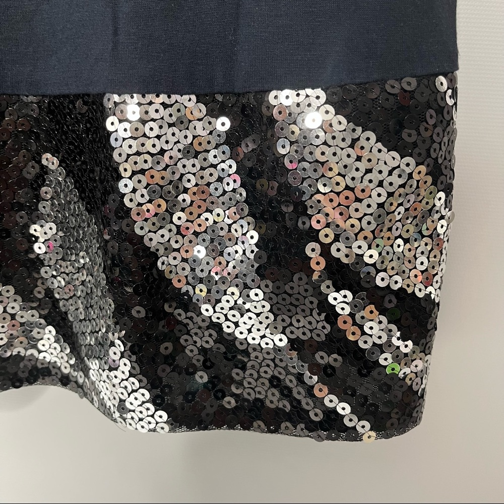 11) Express Black & Silver Sleeveless Sequin Scoopneck Dress Size Small - Picture 6 of 12